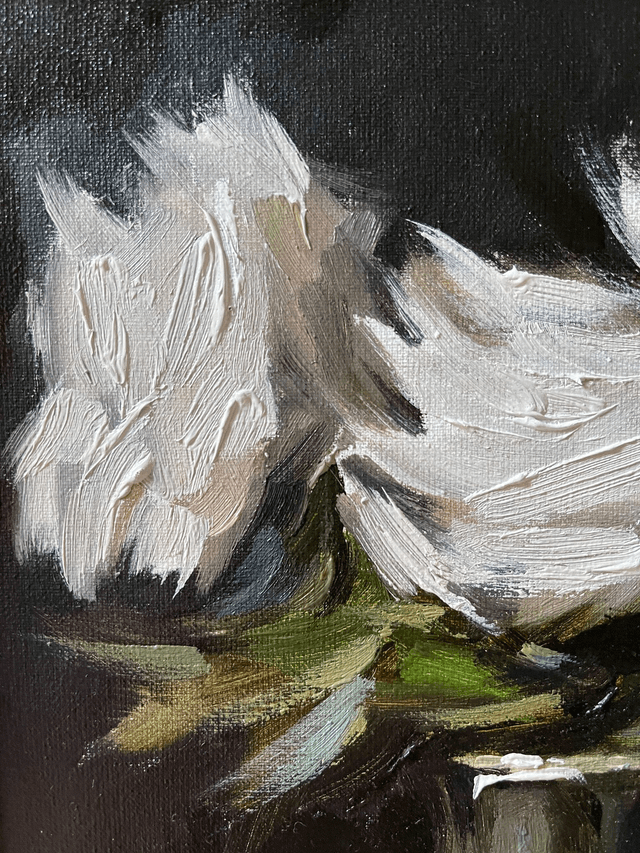 Roses in silver vase. Original oil painting on canvas. In frame
