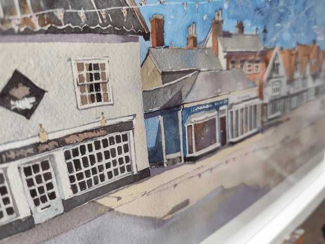 Framlingham Market Hill. Original watercolour painting