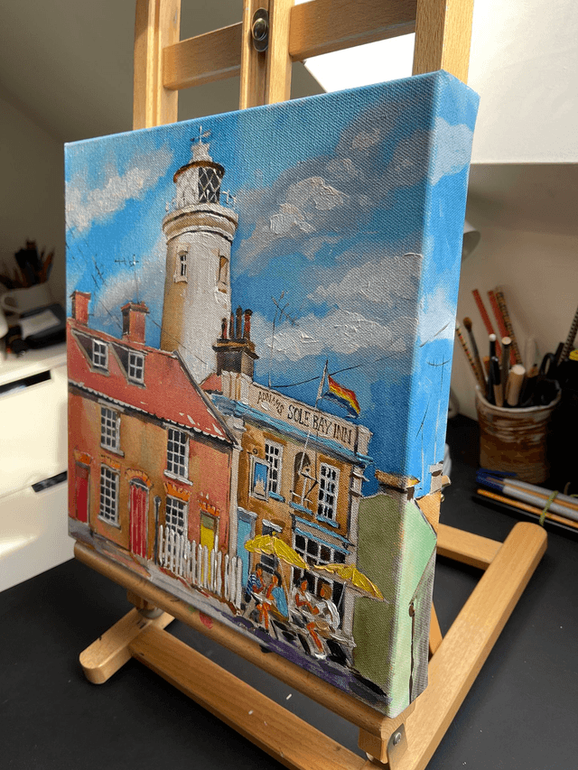 Southwold LightHouse. Original oil painting on canvas. 3D effect