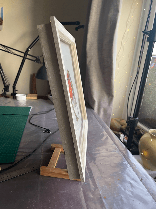 Robin bird №4. Original watercolour painting in frame