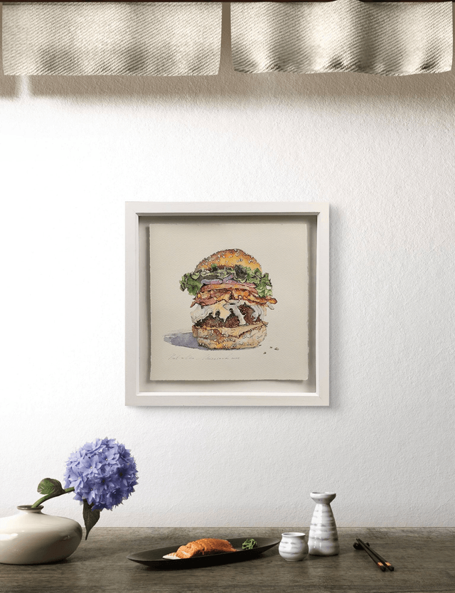 Big Burger. Original watercolour in frame
