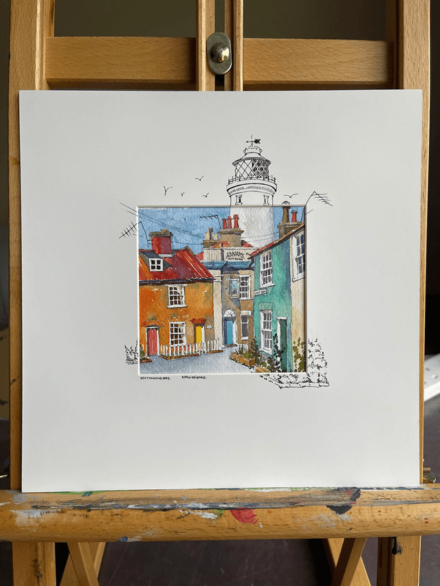 Southwold Lighthouse. Original art. Watercolor in frame