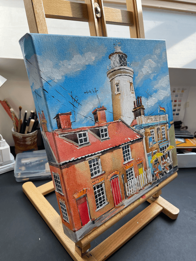 Southwold LightHouse. Original oil painting on canvas. 3D effect