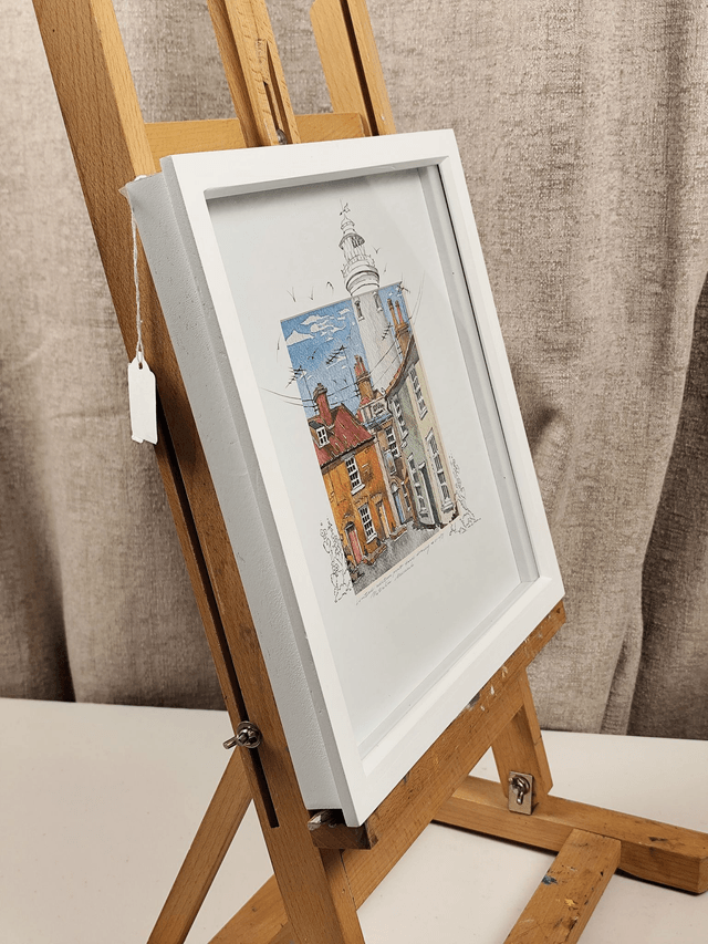 Southwold Lighthouse L.e. print & hand-drawing signed in frame