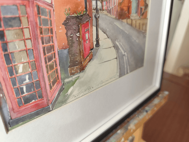 Woodbridge Market Hill. The Shire Hall. Original watercolour painting