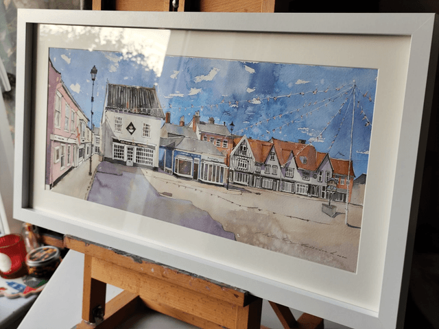 Framlingham Market Hill. Original watercolour painting