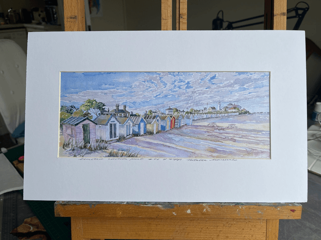 Southwold beach huts. Panorama. L.e. print signed in frame
