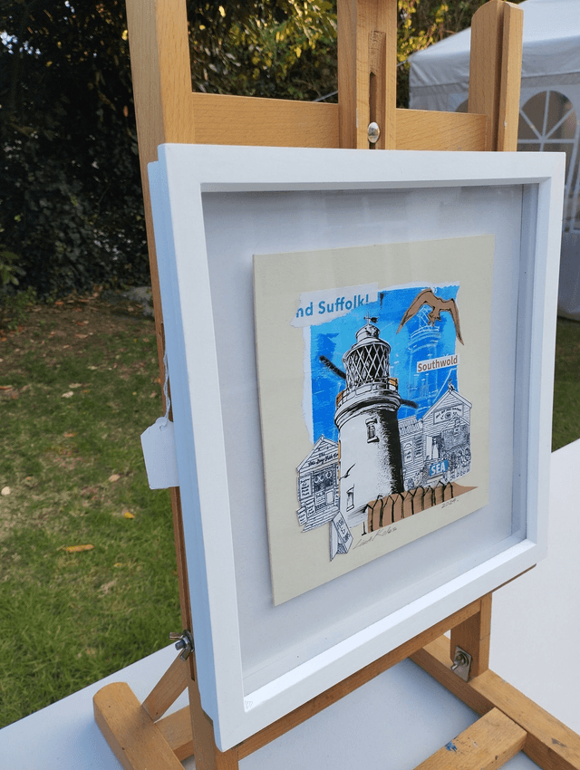 Southwold, Sole Bay Fish. Original collage in frame