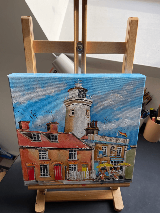 Southwold LightHouse. Original oil painting on canvas. 3D effect