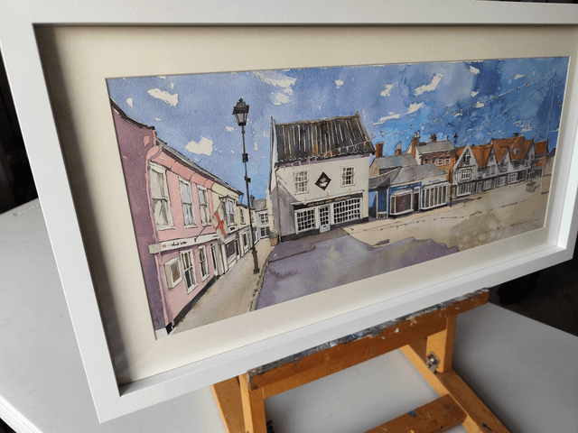 Framlingham Market Hill. Original watercolour painting