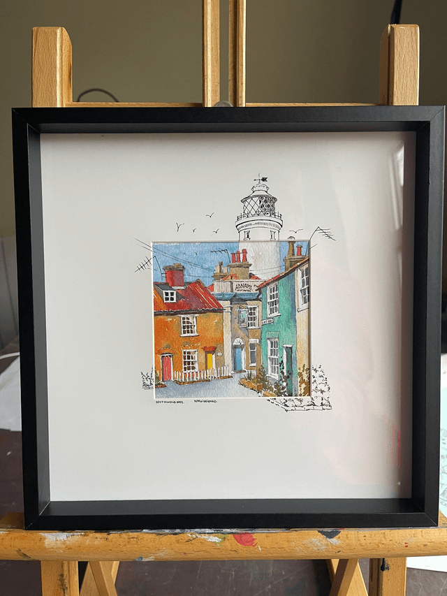 Southwold Lighthouse. Original art. Watercolor in frame